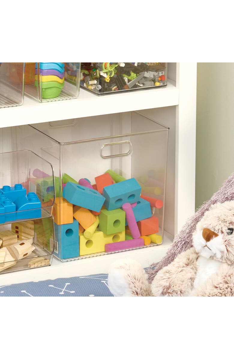 iDesign Linus Small Cube Storage Bin with Handles, Set of 4, Clear, Alternate, color, Clear