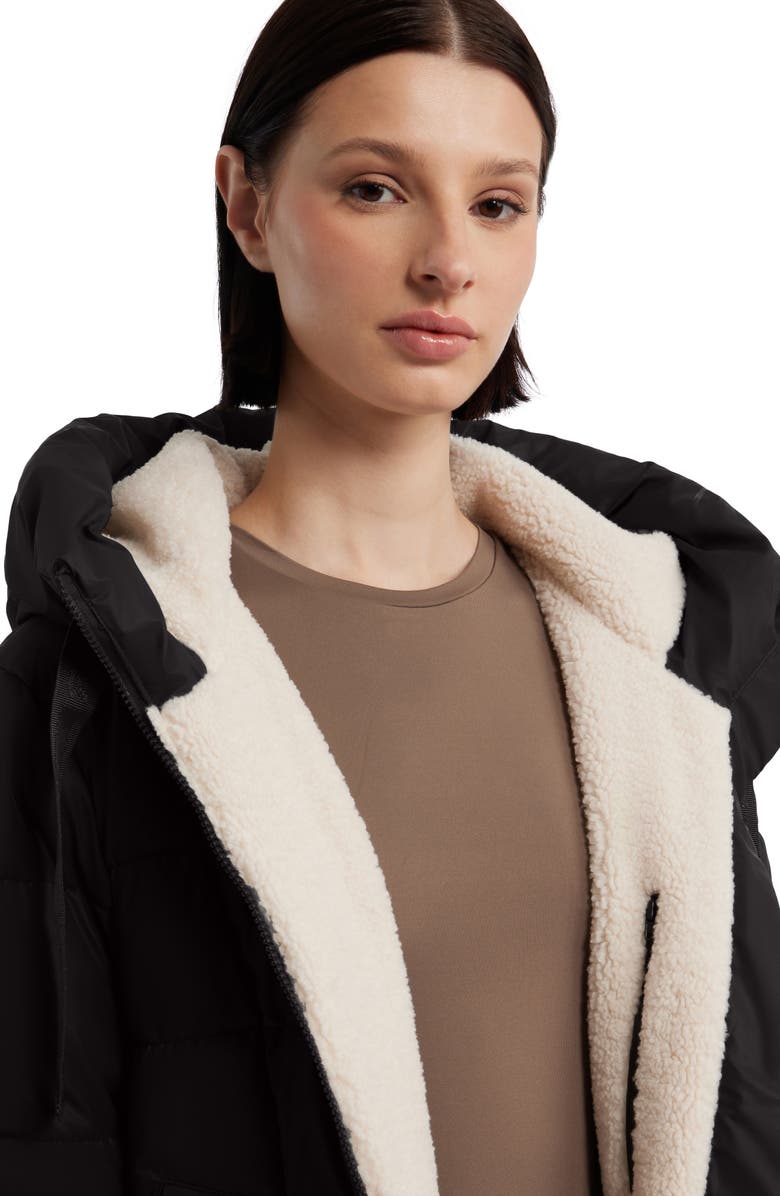 Hunter Ireland Water Repellent Faux Shearling Lined Puffer Jacket, Alternate, color, Black