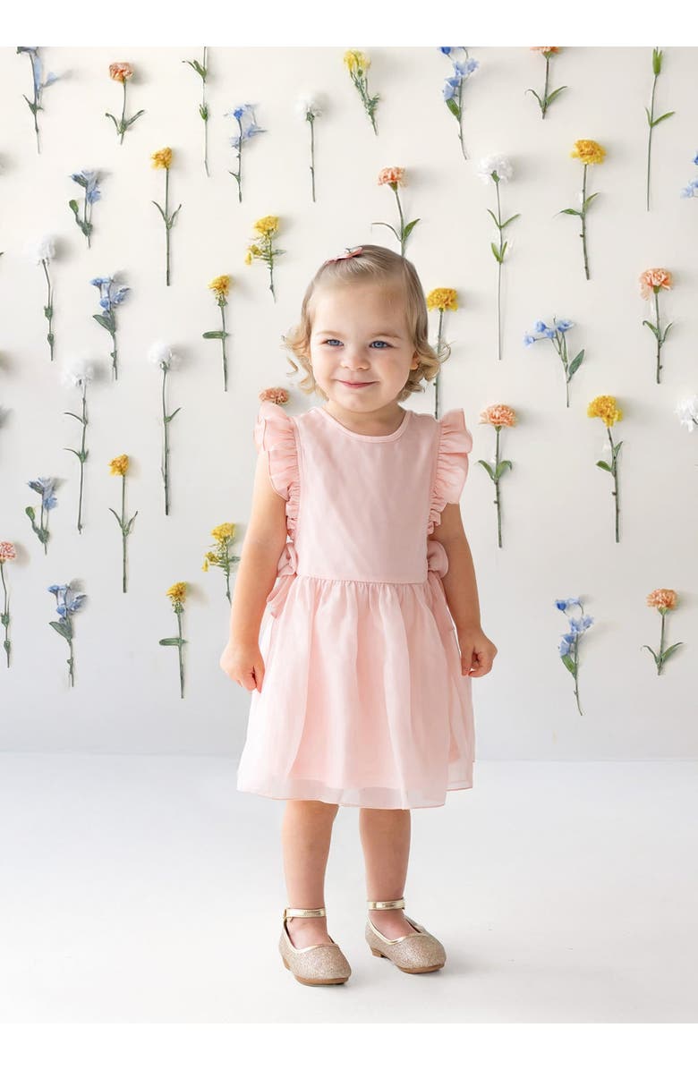 Isobella & Chloe Sweet Peony Sleveless Flutter Sleeve Dress, Alternate, color, Pink