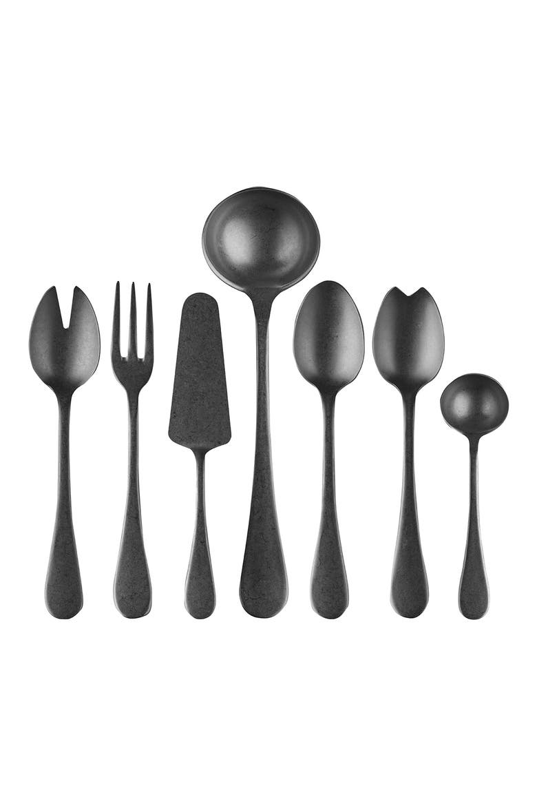 Pewter 7-Piece Place Serving Set, Main, color, BLACK GOLD