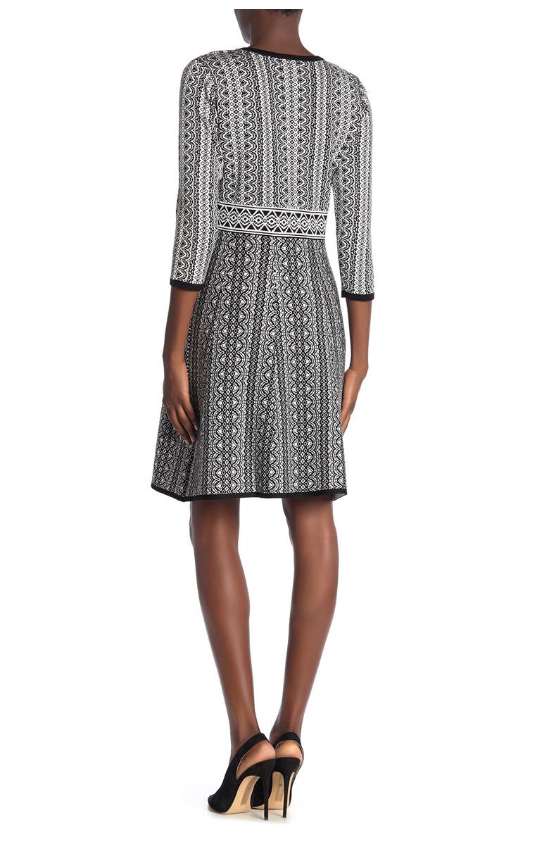 Nina Leonard Geometric Print Sweater Dress, Alternate, color,