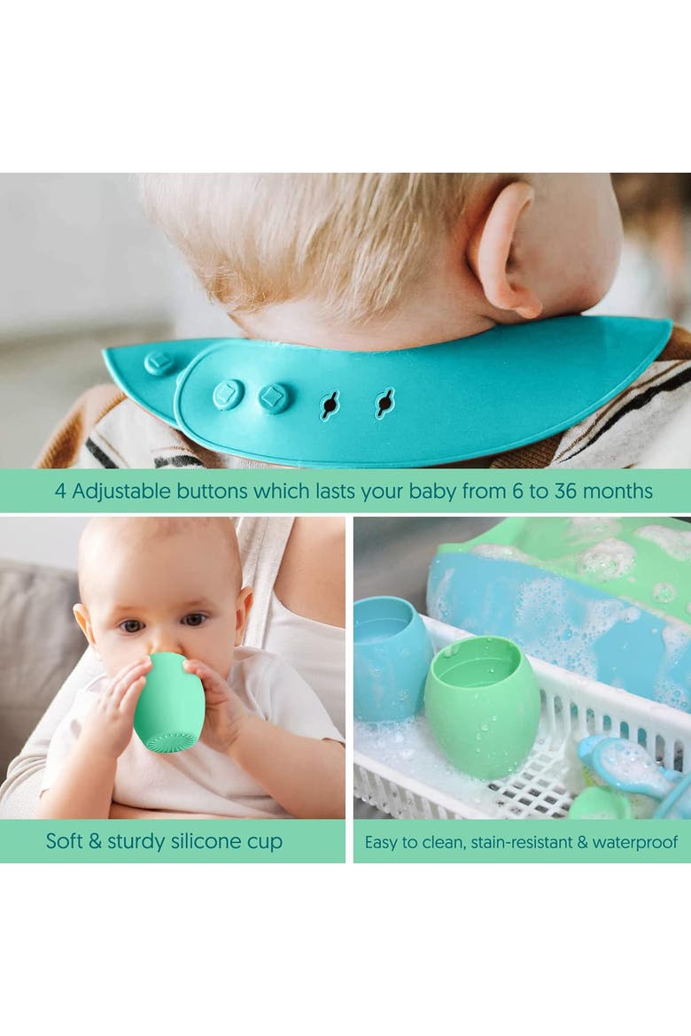 Baby Silicone Feeding Set 8-Piece, Alternate, color, Blue & Green