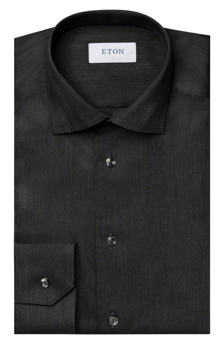 Eton Slim Fit Cotton Herringbone Flannel Dress Shirt, Alternate, color, 