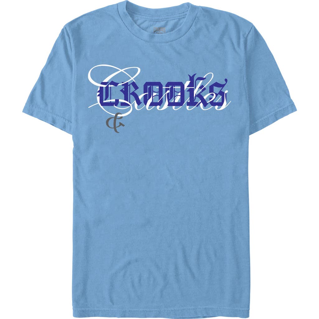 Crooks & Castles Overlay Gothic Logo Graphic T-shirt In Carol Blue