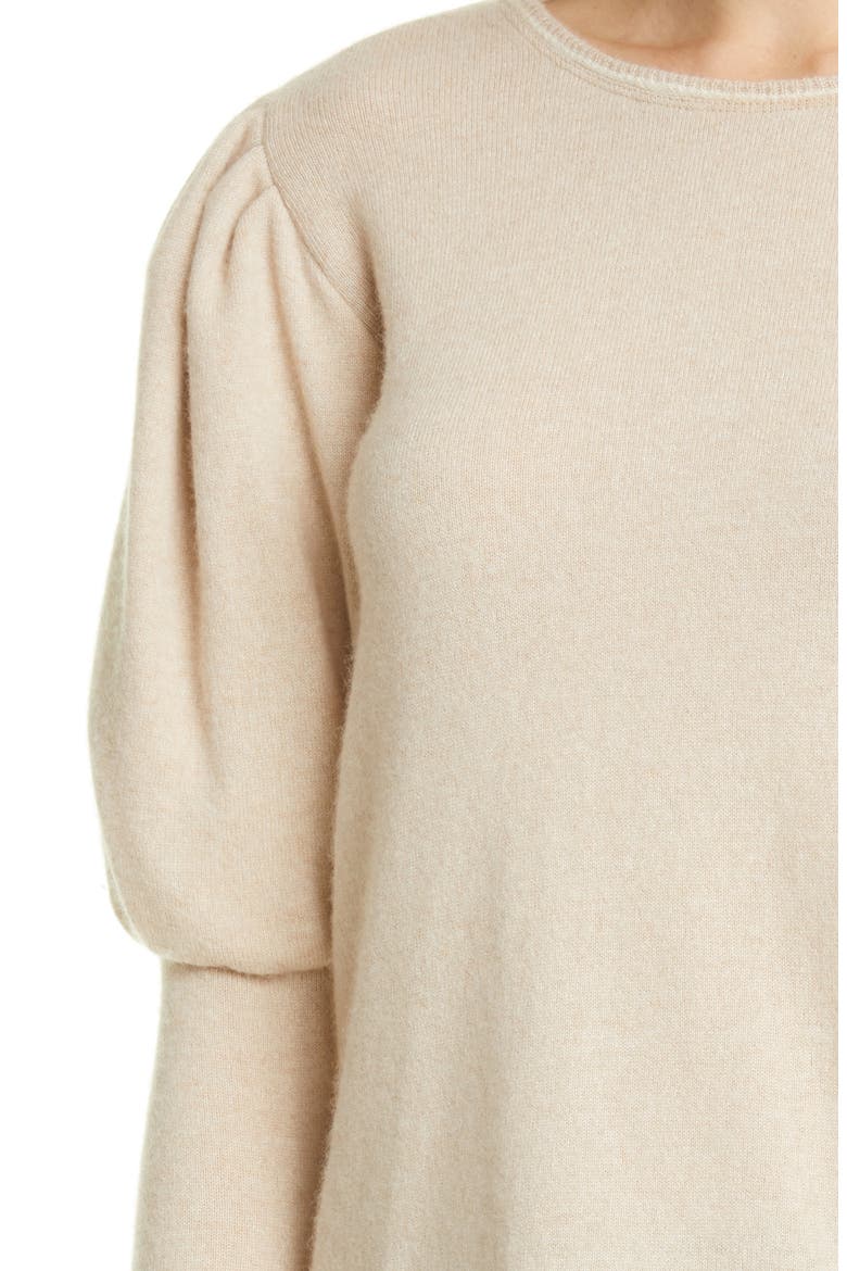 Puff Sleeve Cashmere Sweater, Alternate, color, ECRU