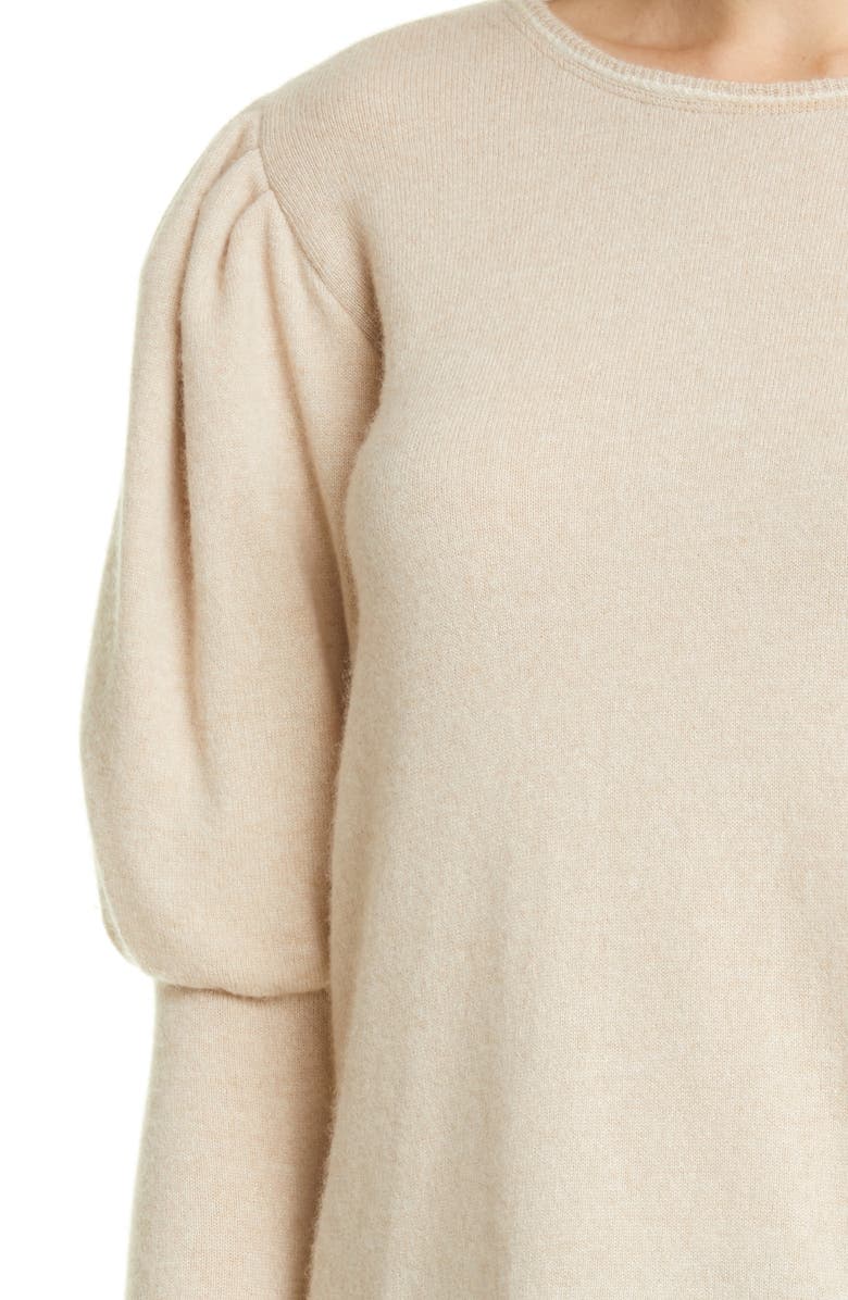 Johanna Ortiz Puff Sleeve Cashmere Sweater, Alternate, color, Ecru