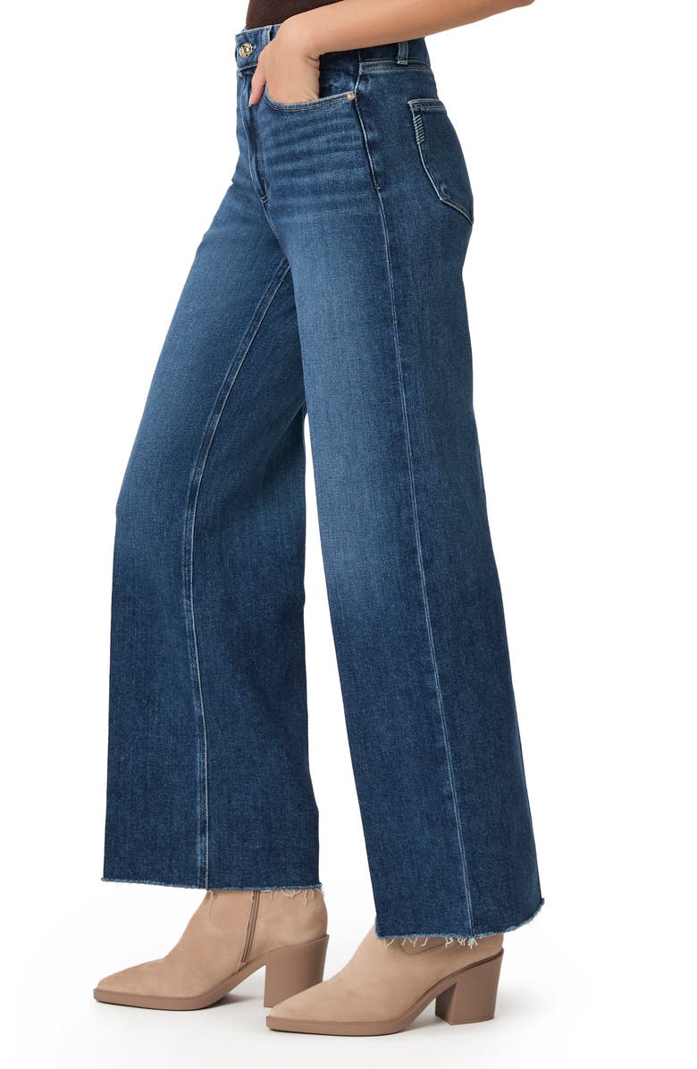 PAIGE Anessa Raw Hem High Waist Wide Leg Jeans, Alternate, color, 
