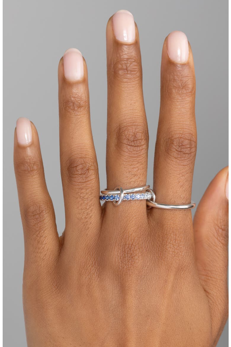 Petunia Ombré Blue Sapphire Linked Ring, Alternate, color, SILVER