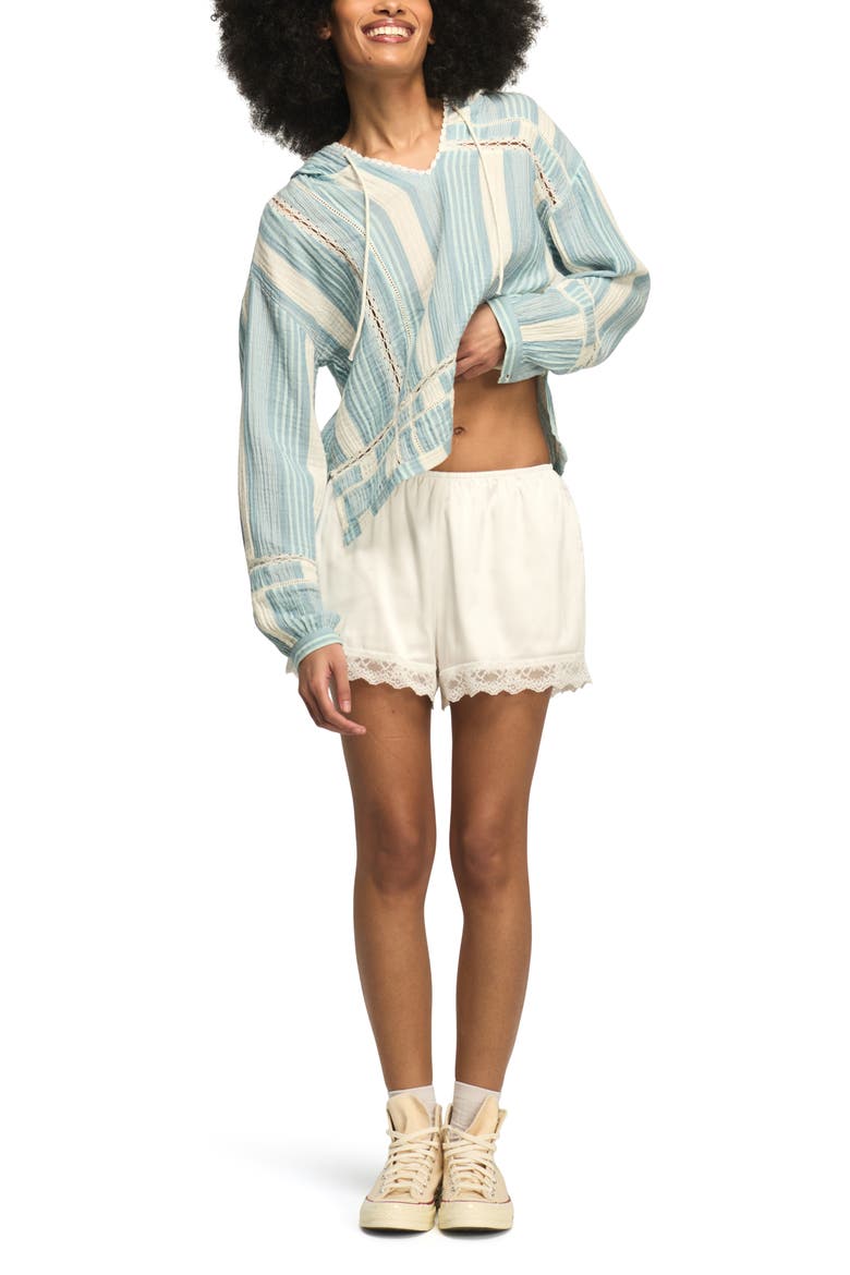 Stripe Lace Inset Guaze Hoodie, Alternate, color, BLUE STRIPE