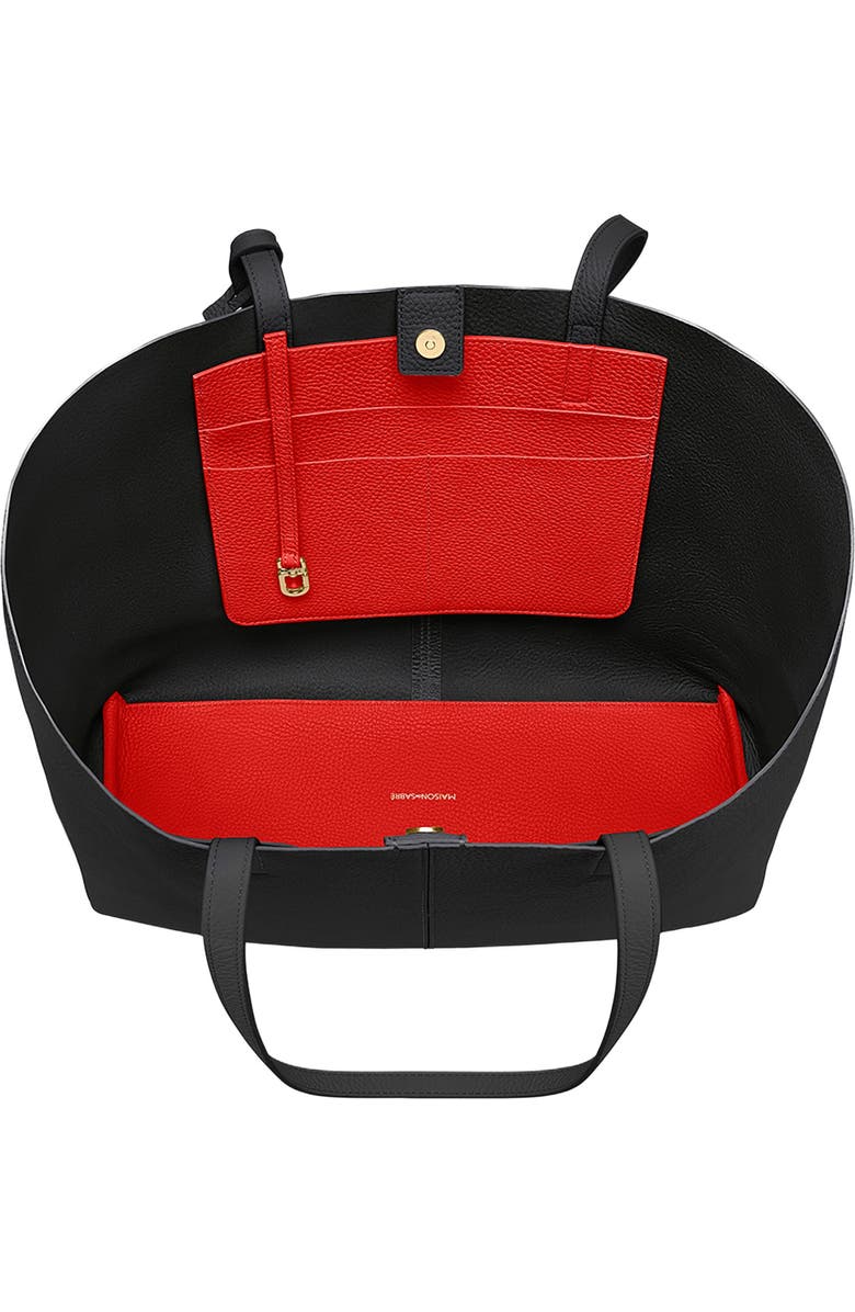 MAISON de SABRÉ Large Leather Snap Soft Tote, Alternate, color, Rouge Noir