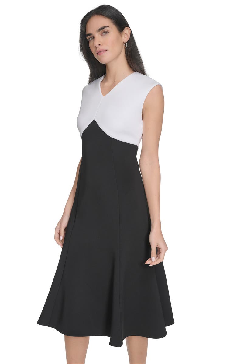 Calvin Klein Colorblock Sleeveless A-Line Midi Dress, Alternate, color,
