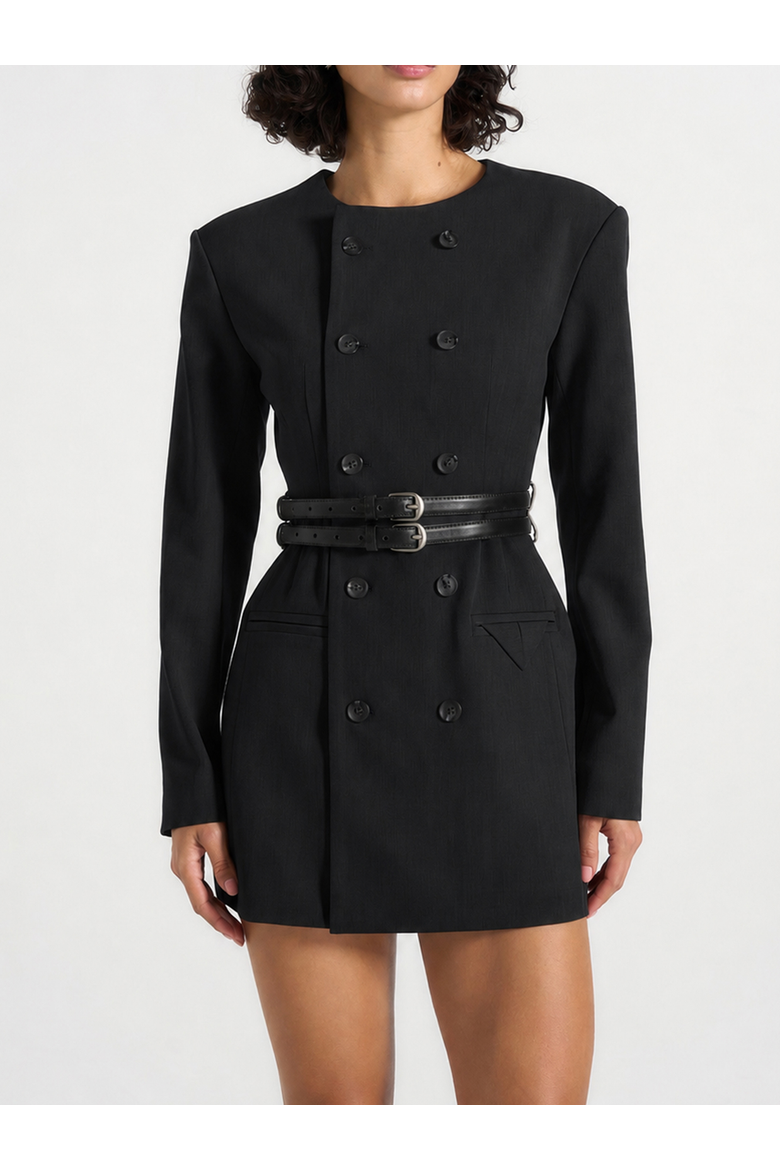 Sierra Double Breasted Belted Blazer Dress, Alternate, color, Black