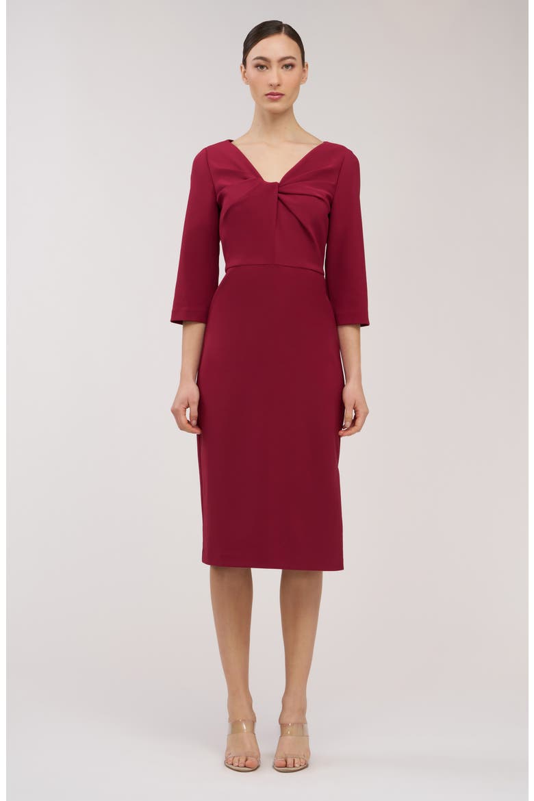 Farrah Twist Front Midi Cocktail Dress, Alternate, color, RUBY RED