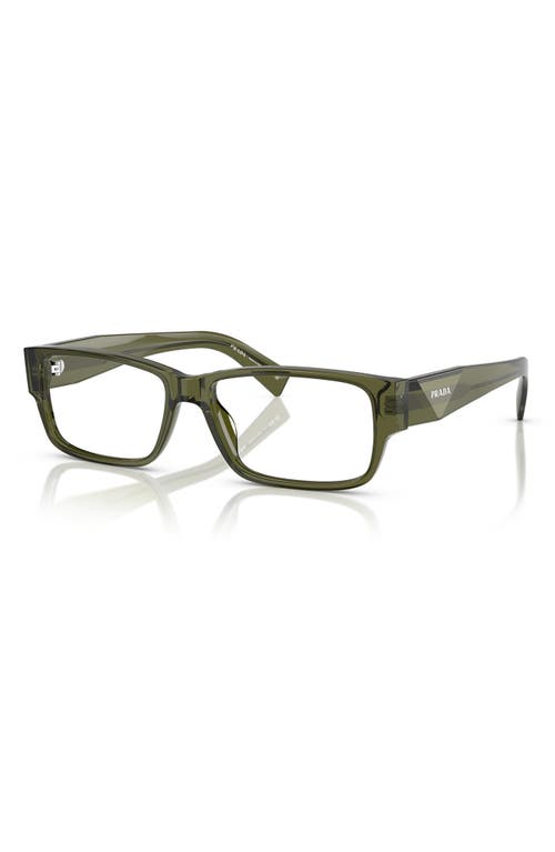 Prada 57mm Rectangular Optical Glasses In Transparent Green B09vf57