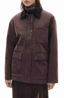 MANGO Denim Jacket with Corduroy Collar