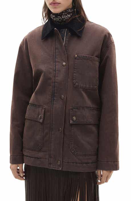 MANGO Denim Jacket with Corduroy Collar