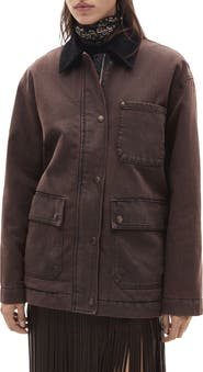 MANGO Denim Jacket with Corduroy Collar