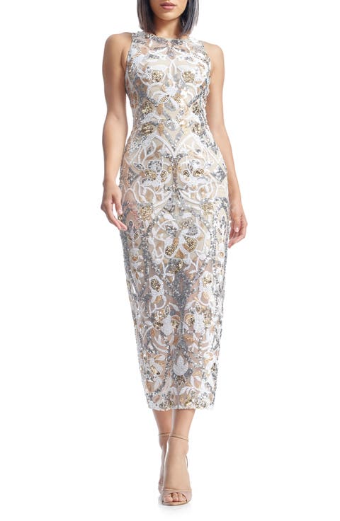 Helena Sequin Floral Cocktail Dress