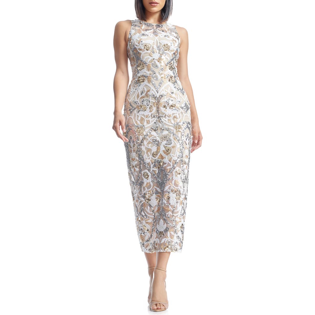 DRESS THE POPULATION DRESS THE POPULATION HELENA SEQUIN FLORAL COCKTAIL DRESS