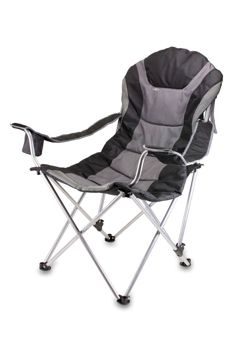 Picnic Time Black Reclining Camp Chair, Main, color,