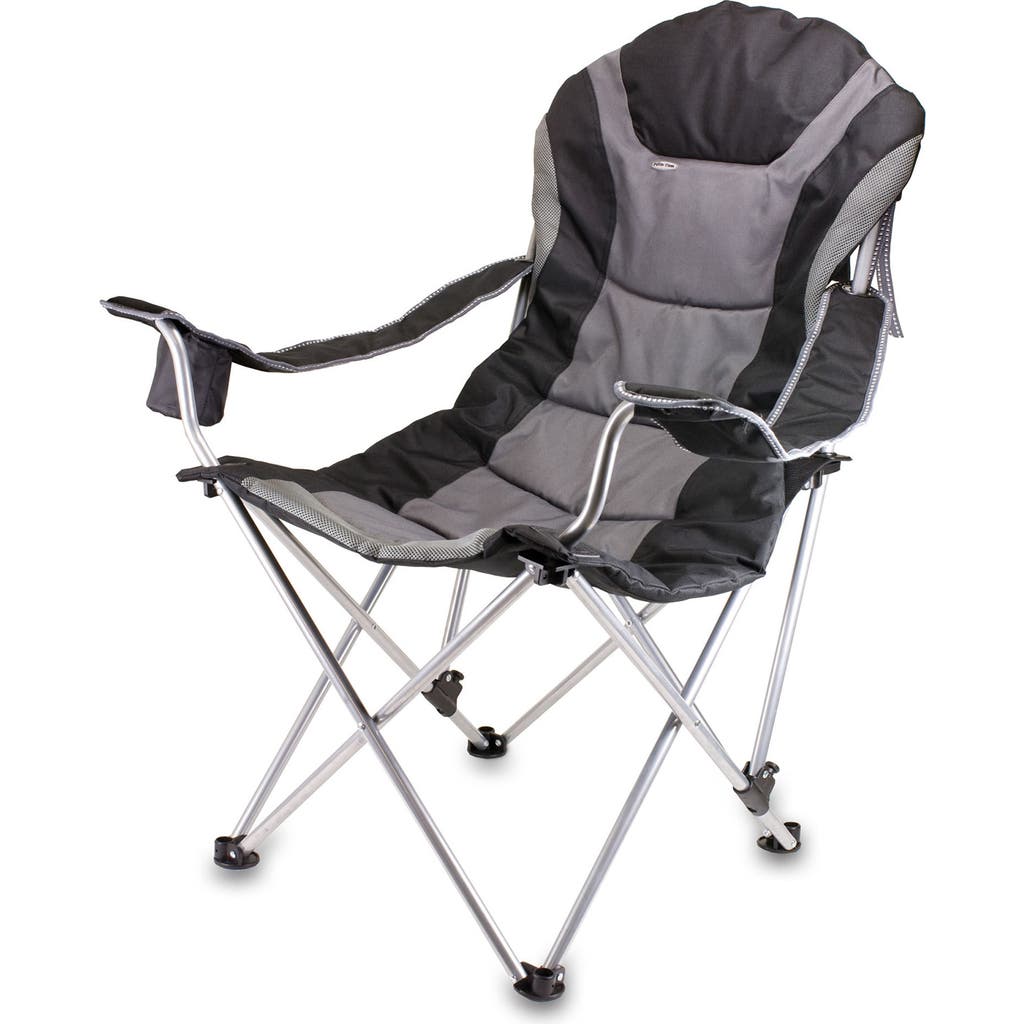 Picnic Time Black Reclining Camp Chair In Black