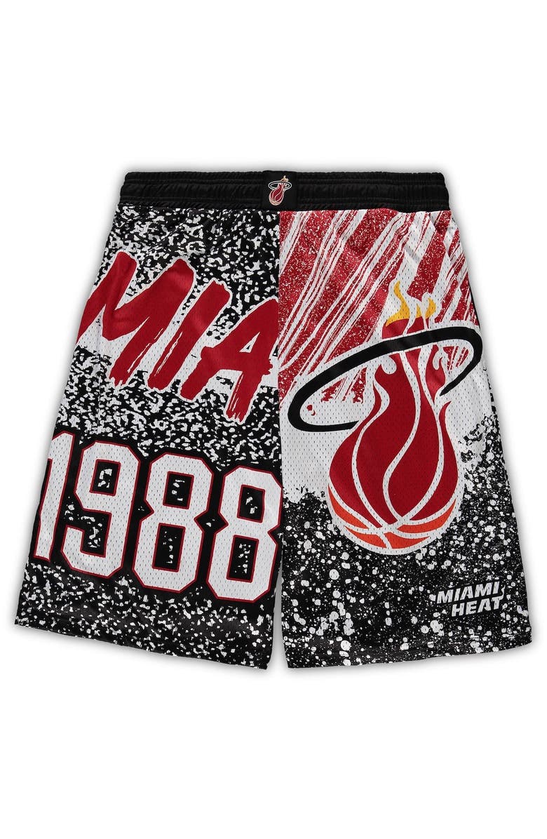 Mitchell & Ness Men's Mitchell & Ness Black Miami Heat Big & Tall Hardwood Classics Jumbotron Shorts, Alternate, color,