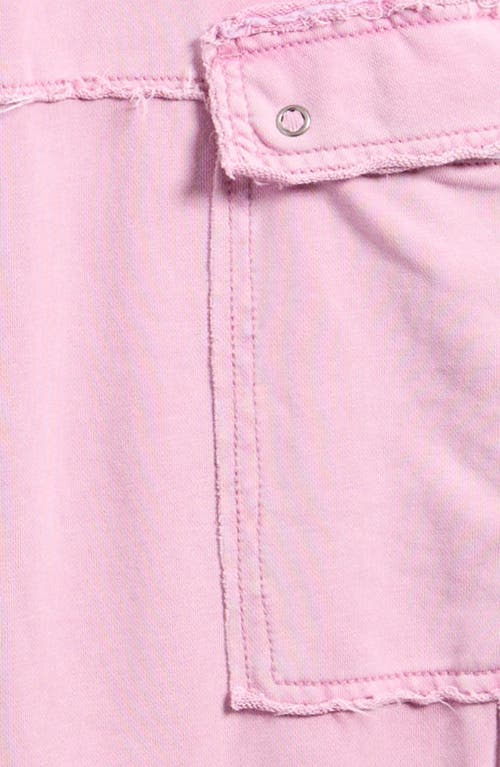 Shop Tractr Kids' Wide Leg French Terry Cargo Pants In Rose Pink