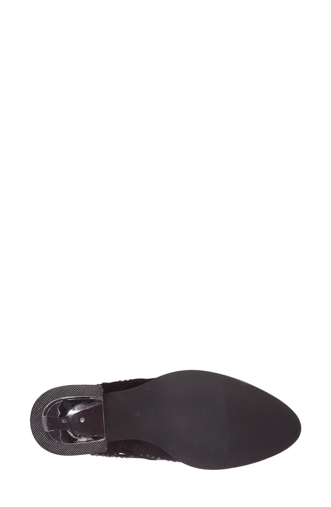 'Serlin' Studded Laser Cut Suede Loafer, Alternate, color, BLACK/ SILVER