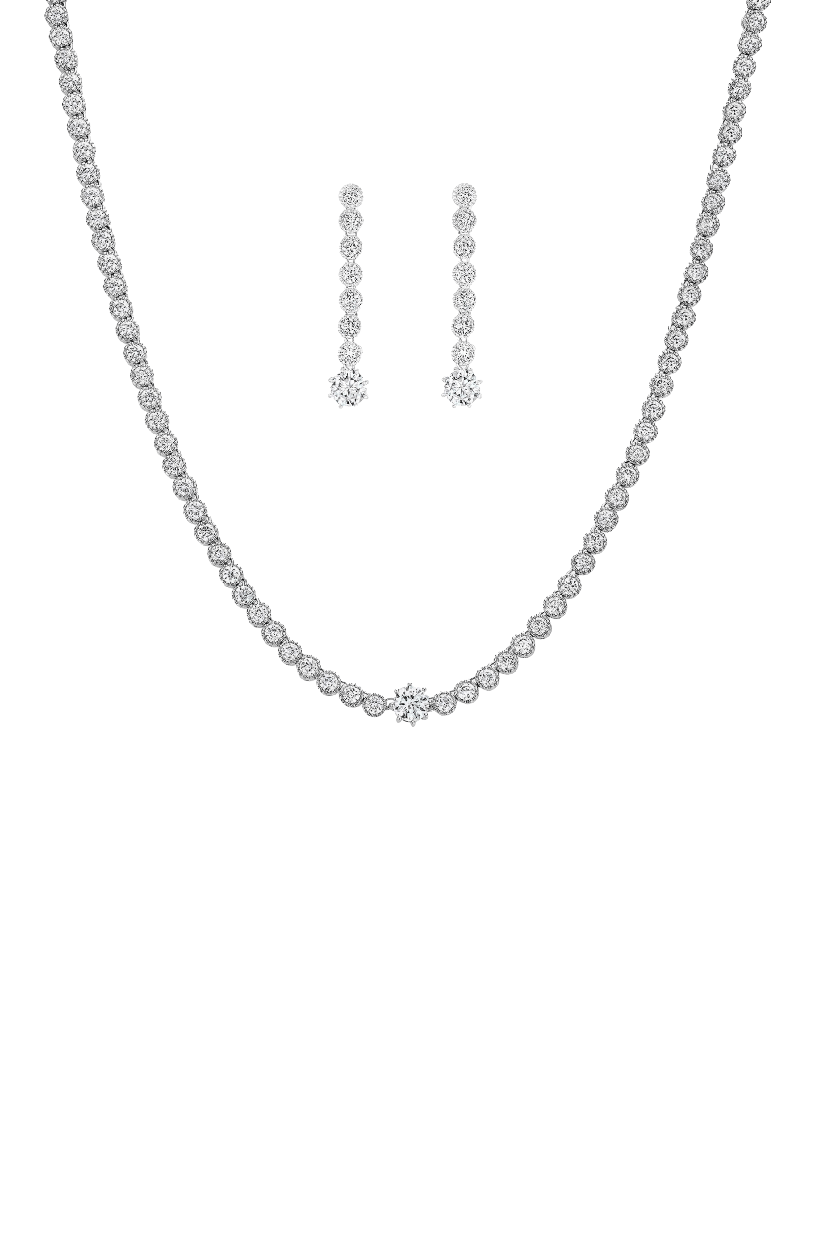 Bearfruit Jewelry Celeste Tennis Necklace & Earring Set Holiday Gift Idea In Metallic