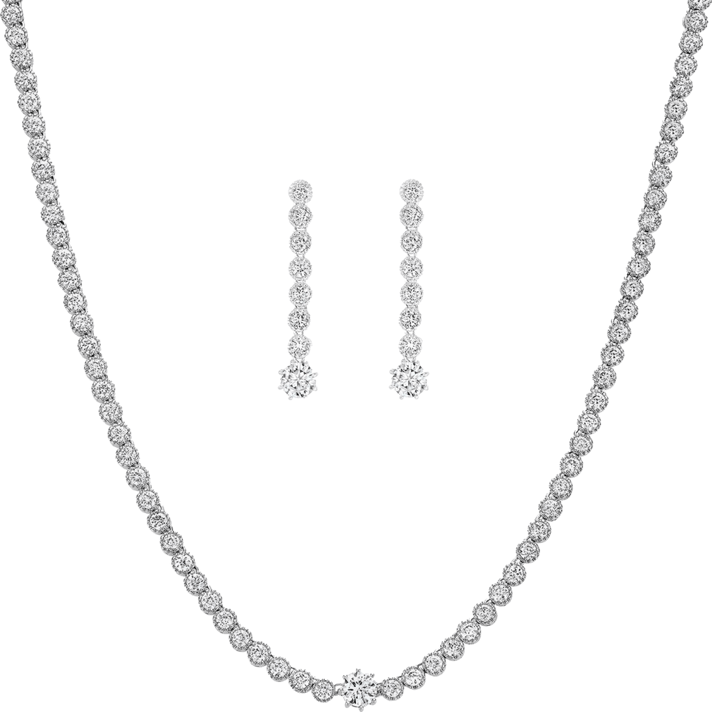 Bearfruit Jewelry Celeste Tennis Necklace & Earring Set Holiday Gift Idea In Metallic