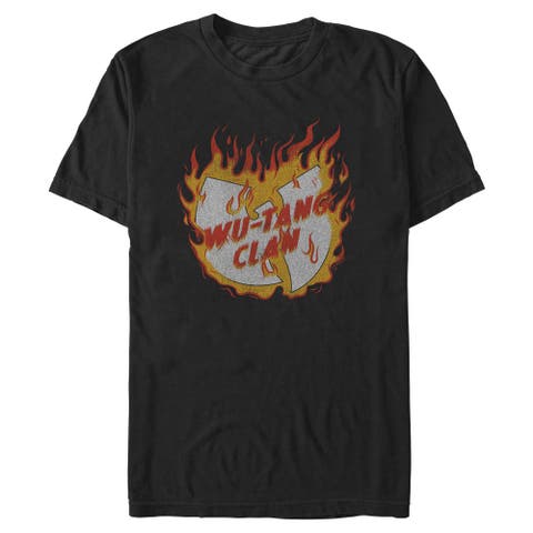 Men's Wu-Tang Clan Distressed Logo on Fire  Graphic T-Shirt