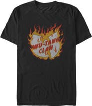 Wu-Tang Clan Men's Wu-Tang Clan Distressed Logo on Fire Graphic T-Shirt