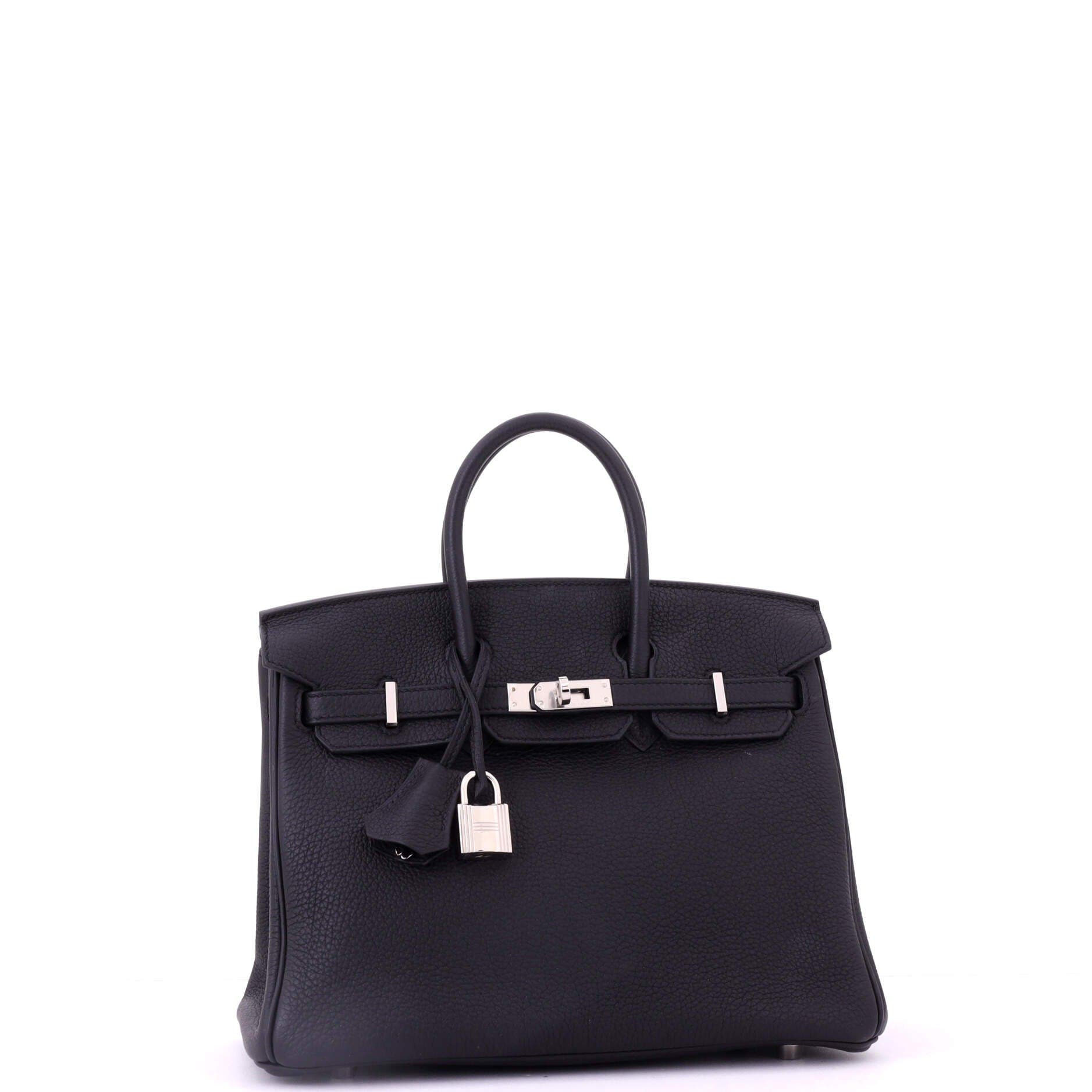 Pre-Owned Hermes Birkin Handbag Black Togo with Palladium Hardware 25, Alternate, color, Noir