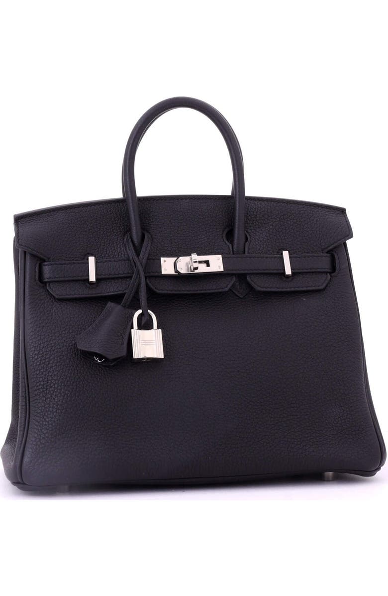 Pre-Owned Hermes Birkin Handbag Black Togo with Palladium Hardware 25, Alternate, color, Noir