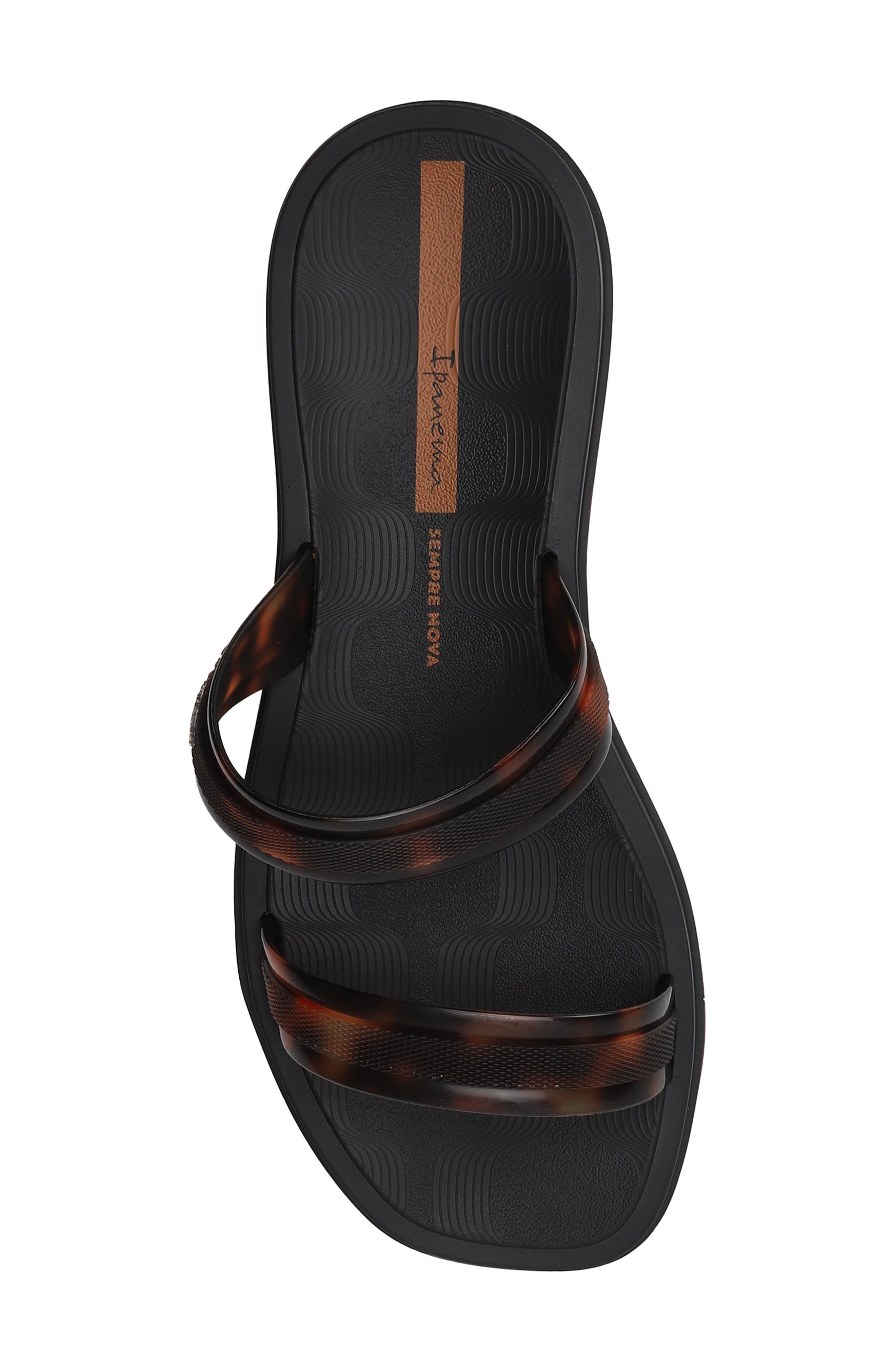 Glow Trendy Slide Sandal, Alternate, color, BLACK/ TURTLE/ BROWN