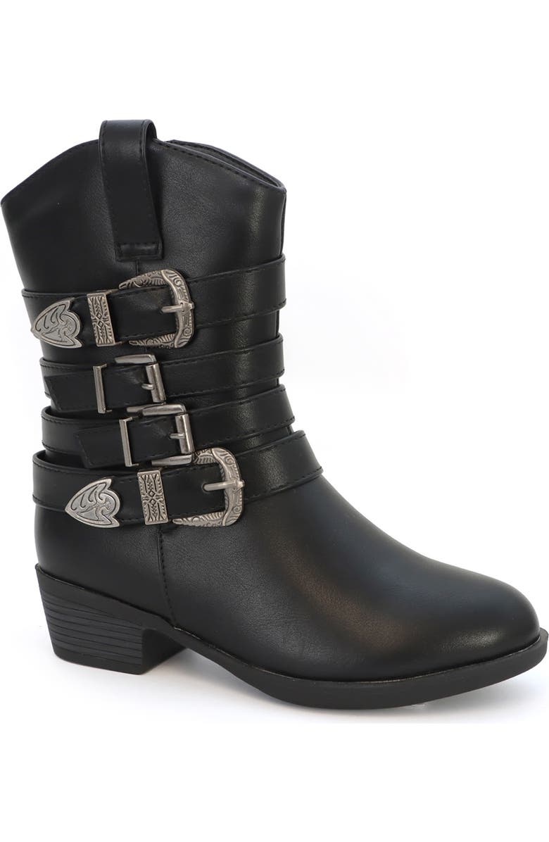 YOKI Kids' Dixi Buckle Cowboy Boot, Main, color, Black