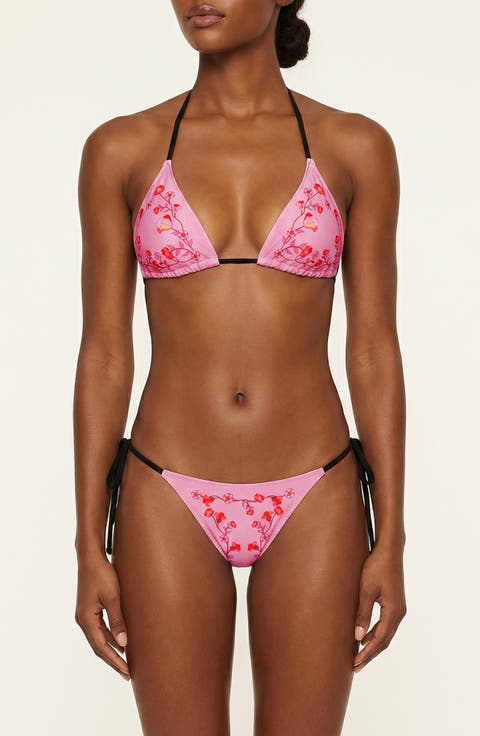 Wild Rose Reversible Triangle Bikini Top