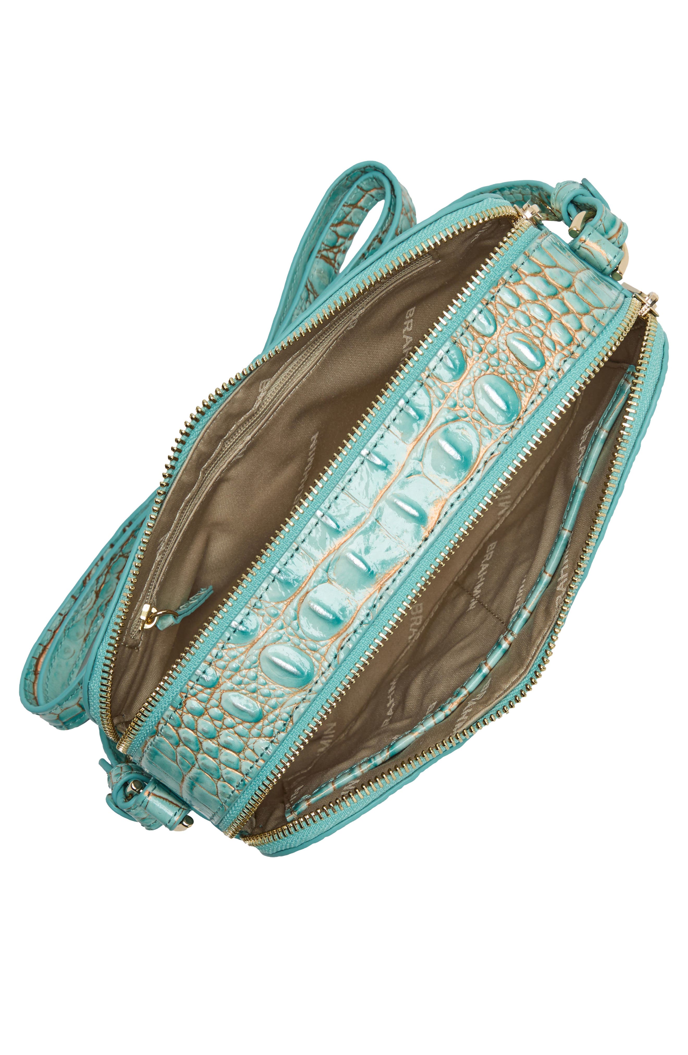 Brahmin Danica Croc Embossed Leather Crossbody Bag, Alternate, color, Waterfall