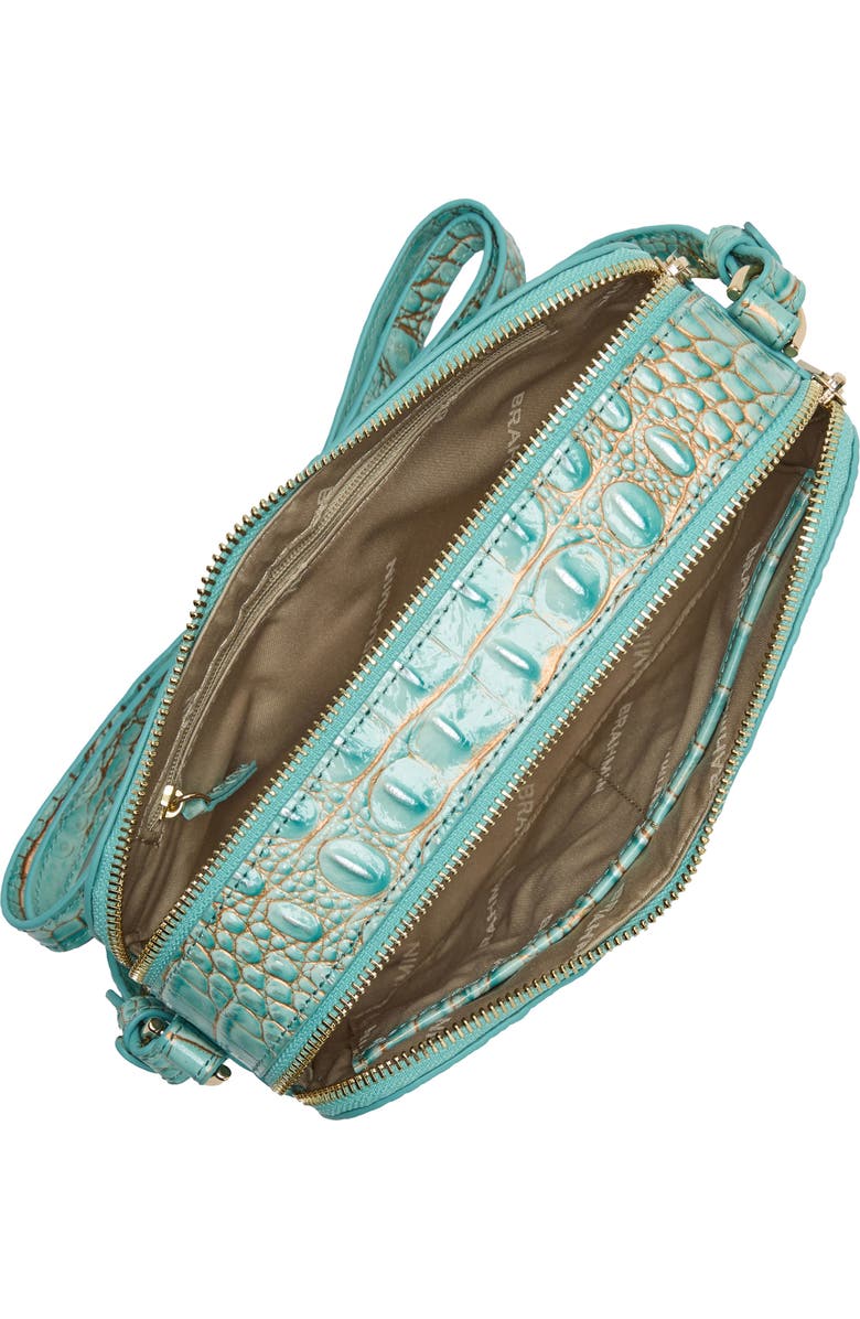 Brahmin Danica Croc Embossed Leather Crossbody Bag, Alternate, color, Waterfall