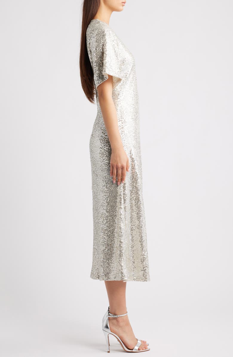 ICHI Ihfauca Sequin Maxi Dress, Alternate, color, Frosted Almond