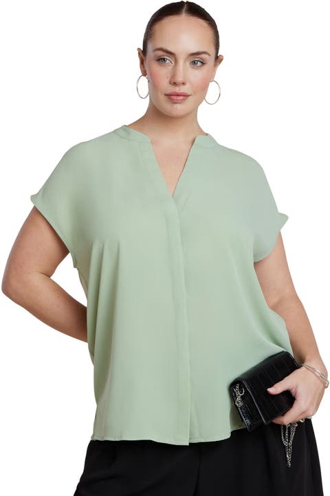Notch Collar Blouse (Plus Available)