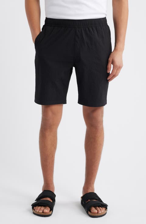 Slim Fit Drawstring Seersucker Shorts
