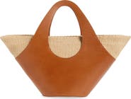 Reformation Siena Leather & Raffia Top Handle Tote