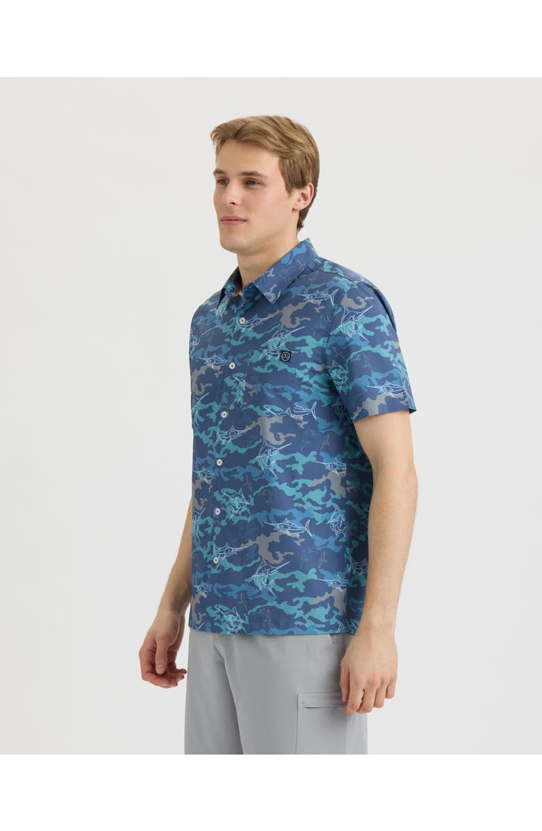 Salt Life Frigate Stealth Performance Woven Shirt, Alternate, color, Vintage Indigo