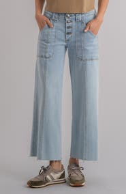 KUT from the Kloth Meg Raw Hem High Waist Ankle Wide Leg Jeans