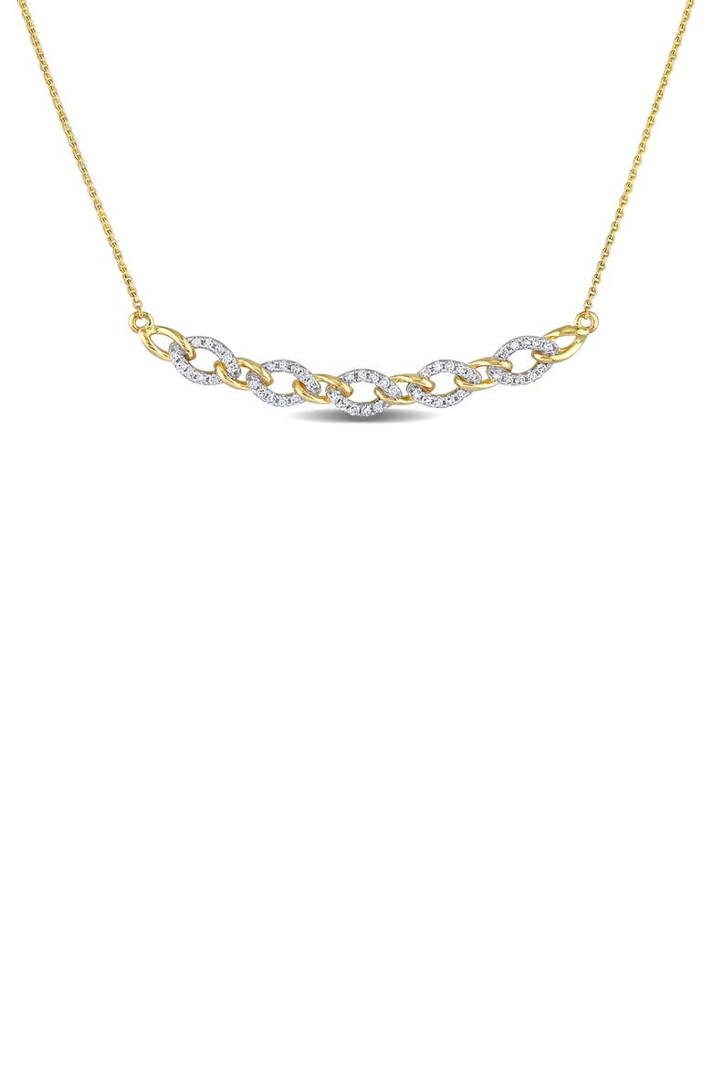 Diamond Oval Link Necklace - 0.15ct., Main, color, WHITE