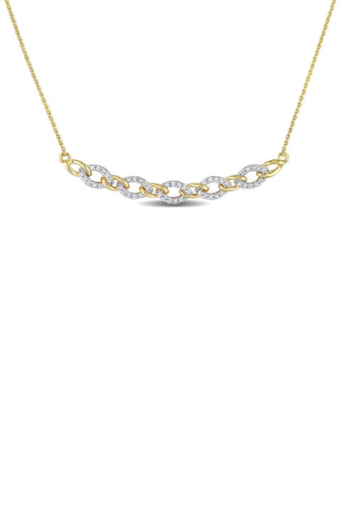 Diamond Oval Link Necklace - 0.15ct.