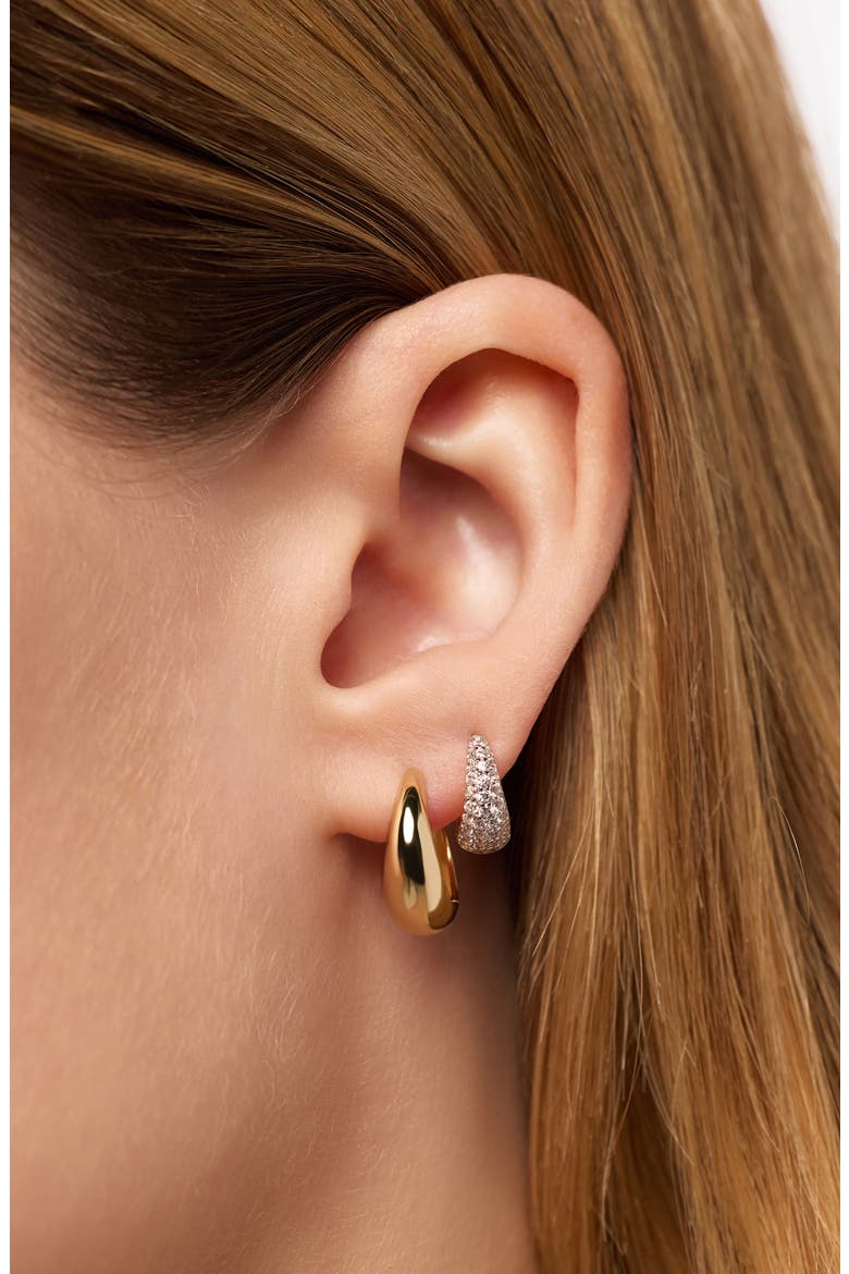 Nate Teardrop Hoop Earrings, Alternate, color, YELLOW GOLD / CLEAR