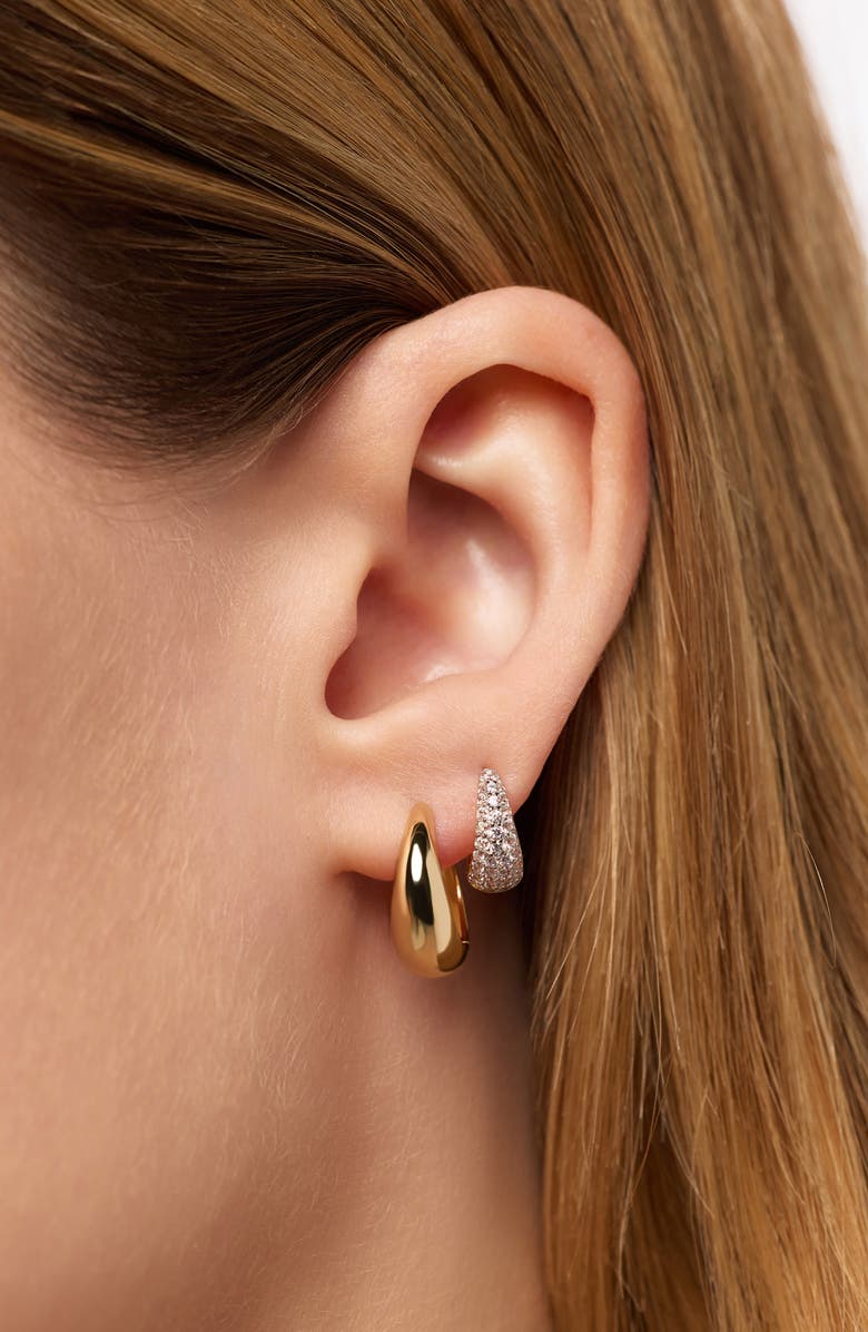 Ana Luisa Nate Teardrop Hoop Earrings, Alternate, color, Yellow Gold / Clear