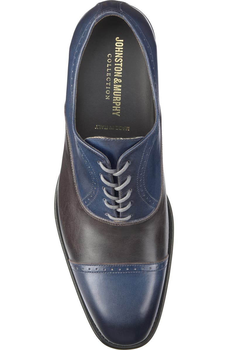 Johnston & Murphy Ellsworth Cap Toe Oxford, Alternate, color, Navy/Brown Italian Calfskin